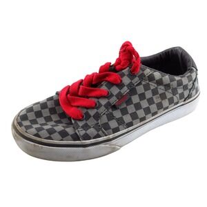 Vans Boys' Athletic Shoes Size 2 Gray Fabric Lace Up Checkered Casual Style
